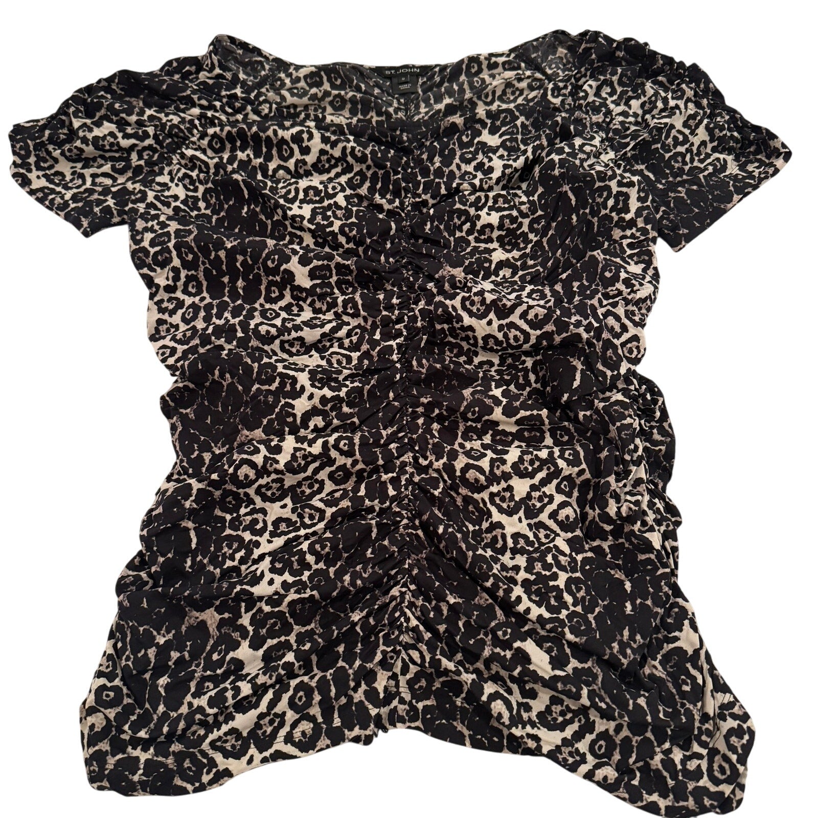 St. John Ruched Leopard Print Top - Size Medium