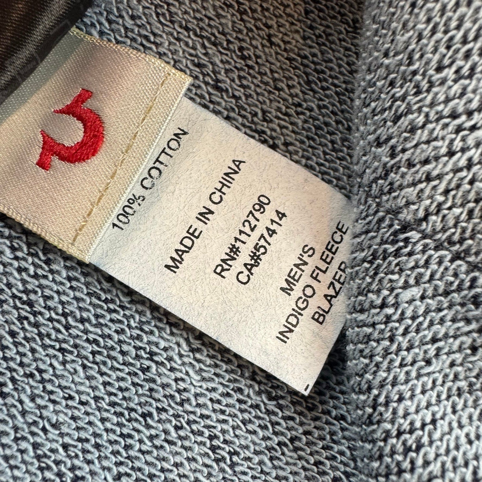 True Religion Men's Indigo Fleece Blazer - Size 3XL