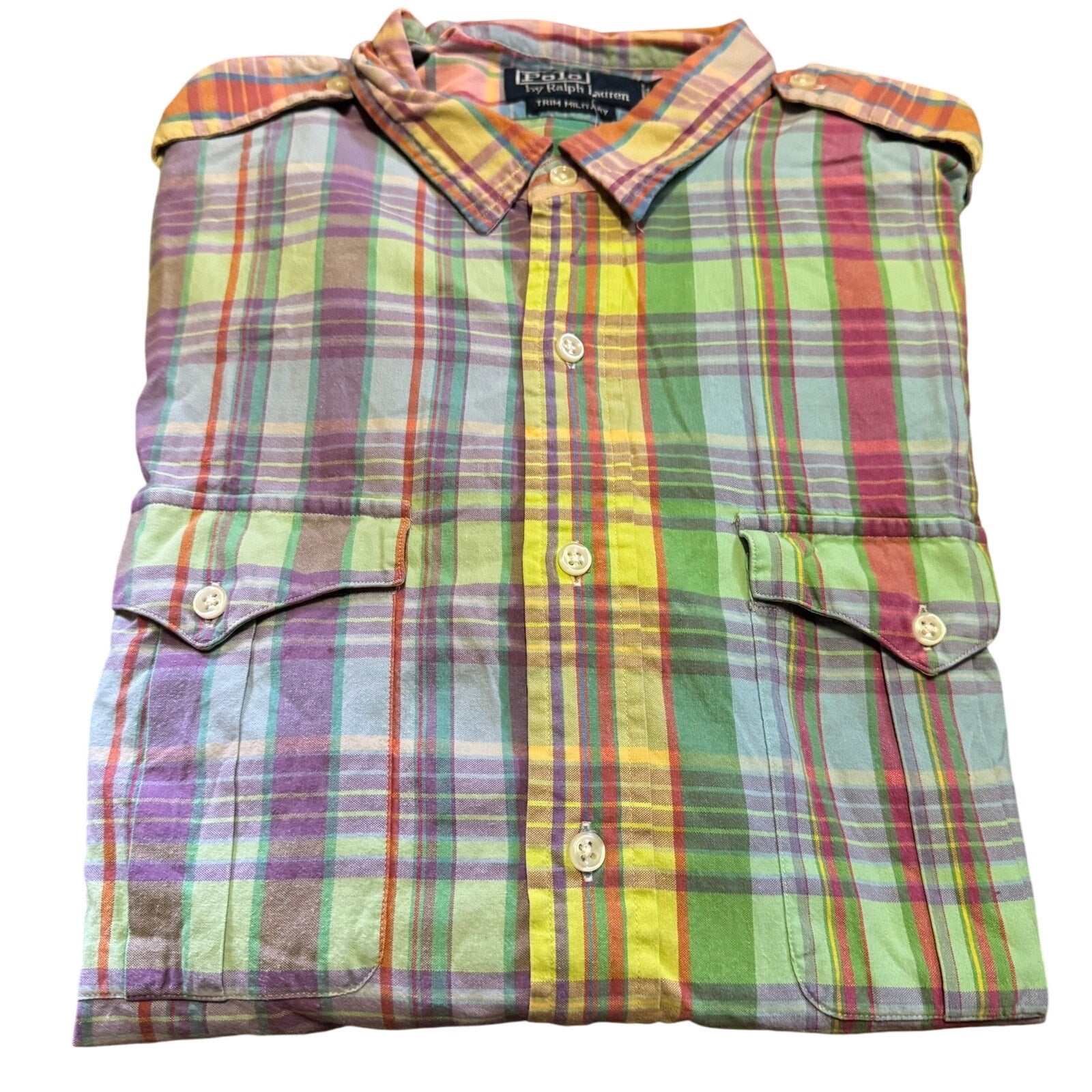 Vintage Polo Ralph Lauren Trim Military Button Down Shirt