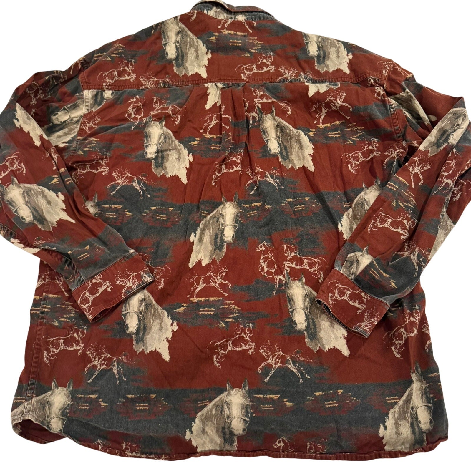 Bit & Bridle Western Horse Button Down Shirt