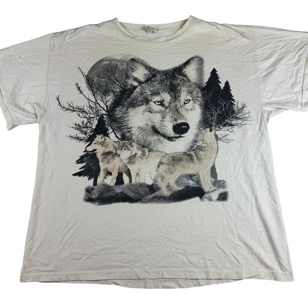 Vintage Wolf Graphic T-Shirt - Size Large - Distressed