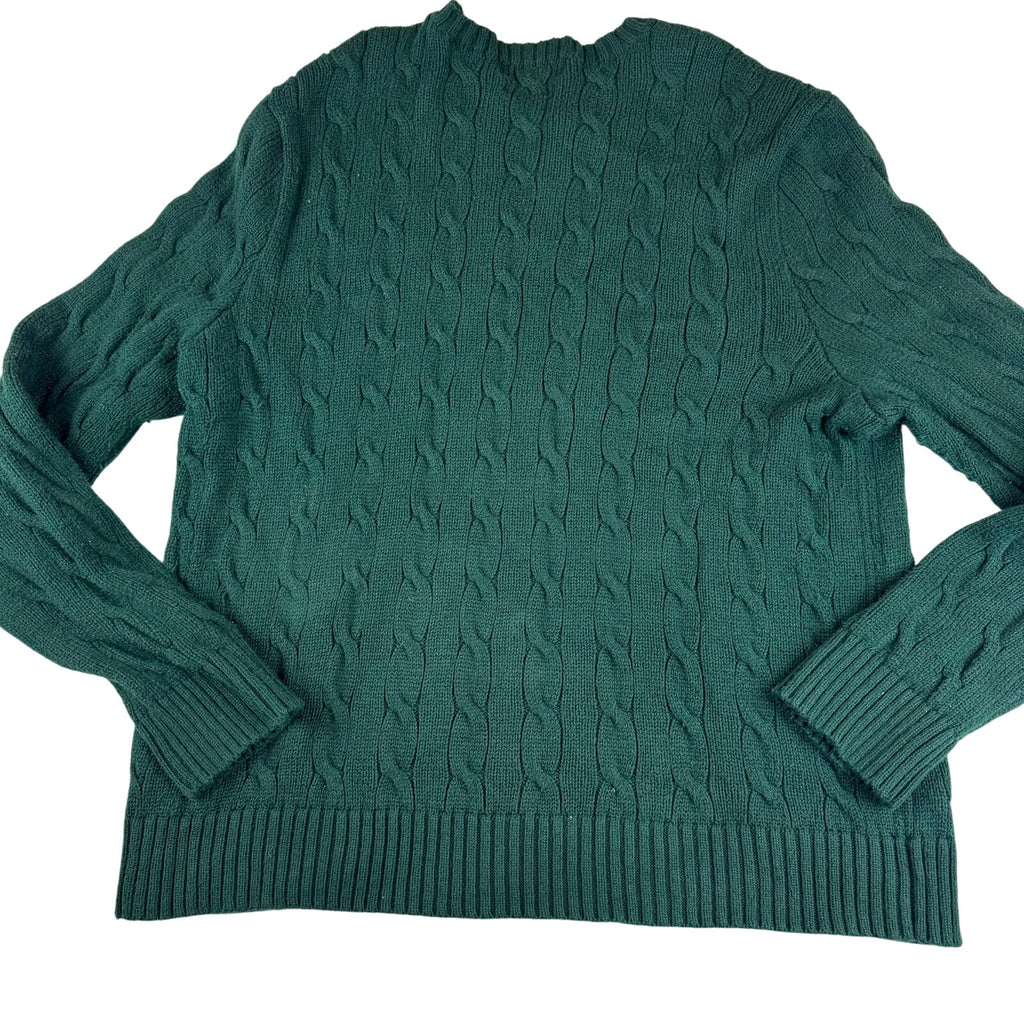 Vintage Y2K Polo Ralph Lauren Green Cable Knit Sweater XXL
