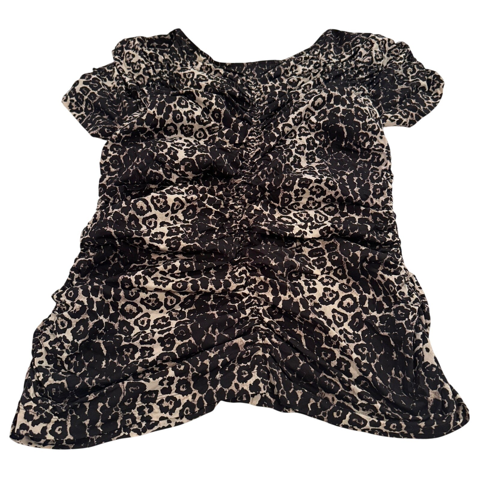 St. John Ruched Leopard Print Top - Size Medium