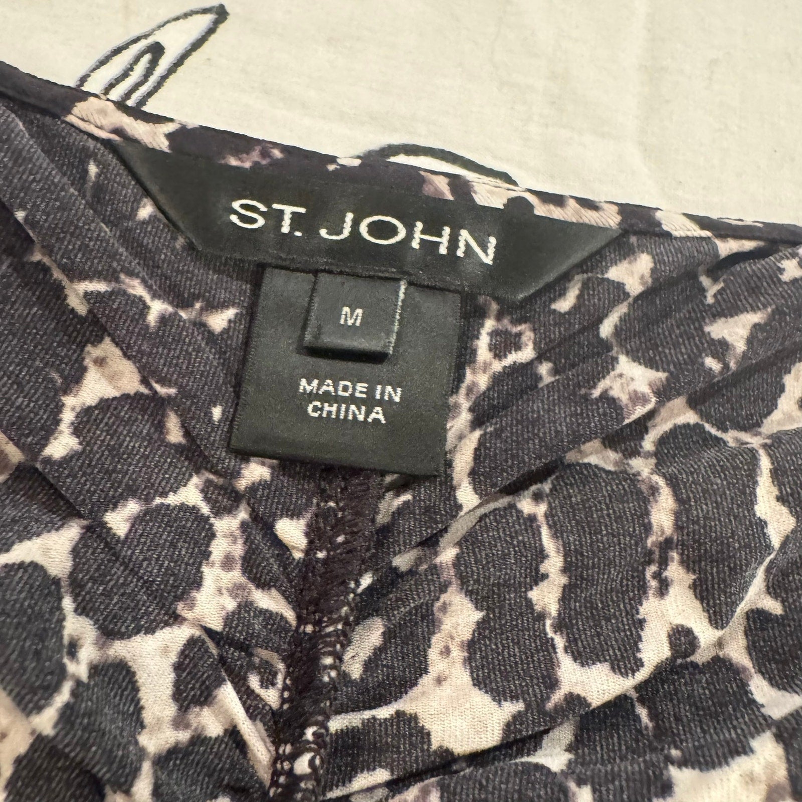 St. John Ruched Leopard Print Top - Size Medium