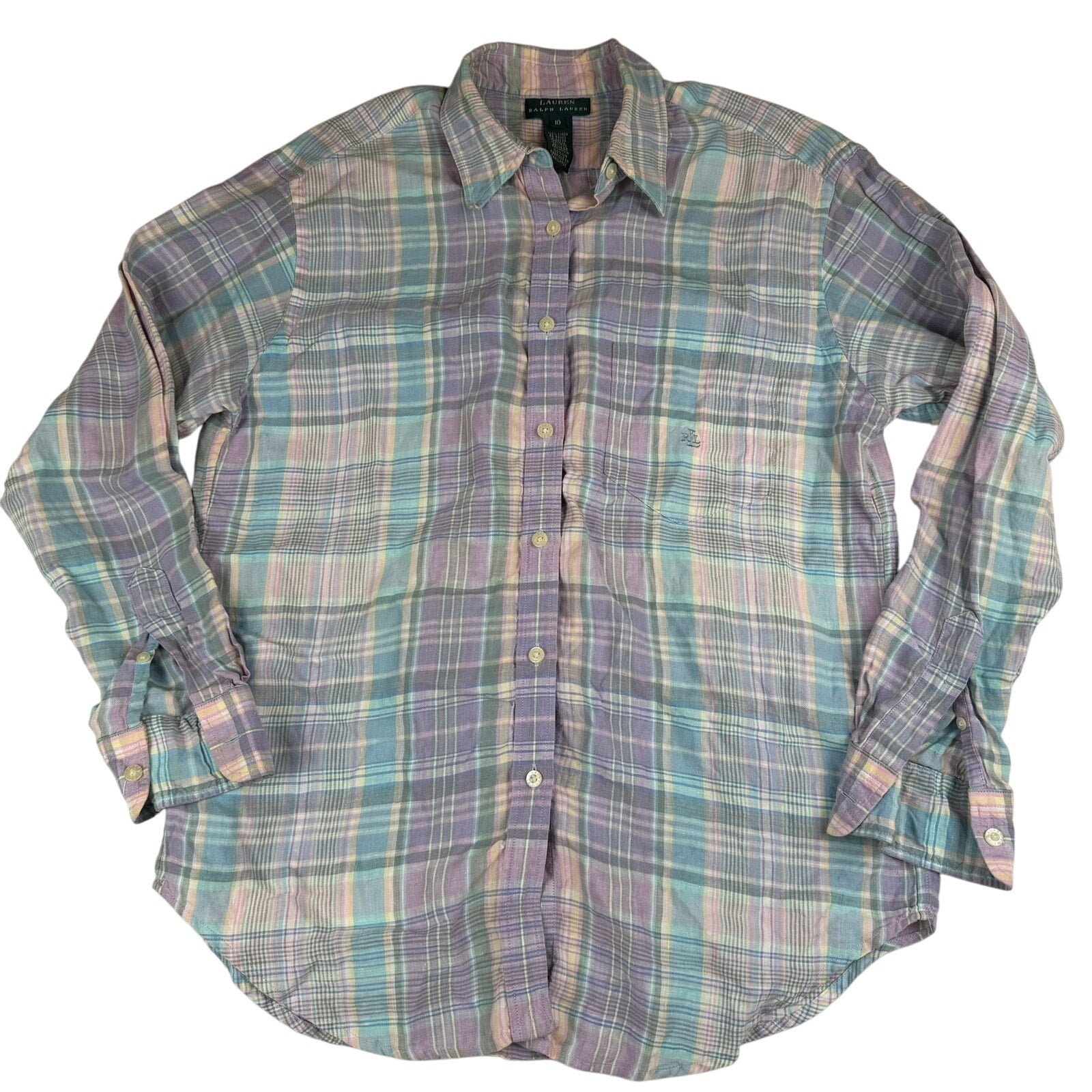 Lauren Ralph Lauren Linen Button Down Shirt - Size 10