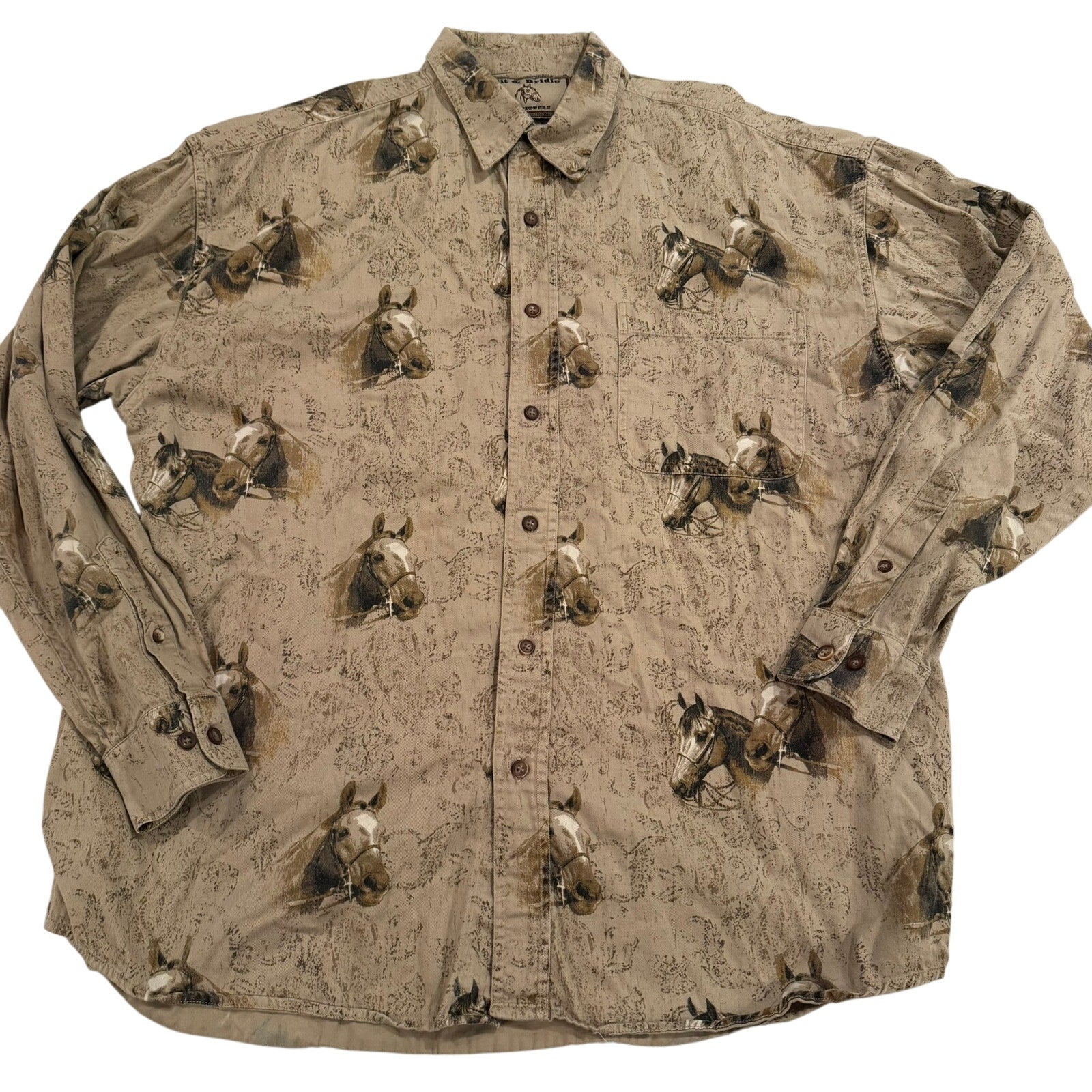 Bit & Bridle Western Horse Button Down Shirt