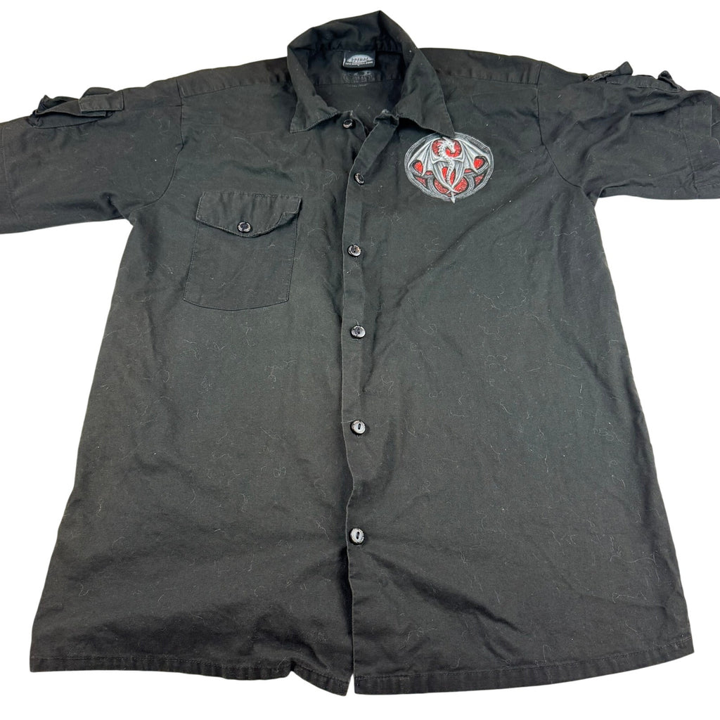 Y2K Spiral Graphic Button Down Shirt - Size Large