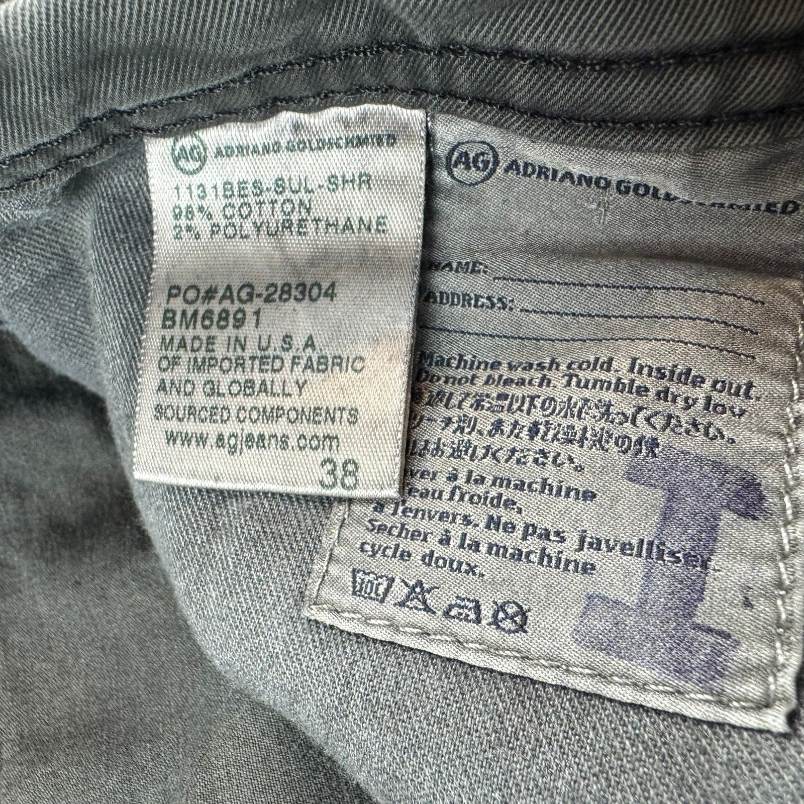 AG Adriano Goldschmied Matchbox Slim Straight Jeans 38x33