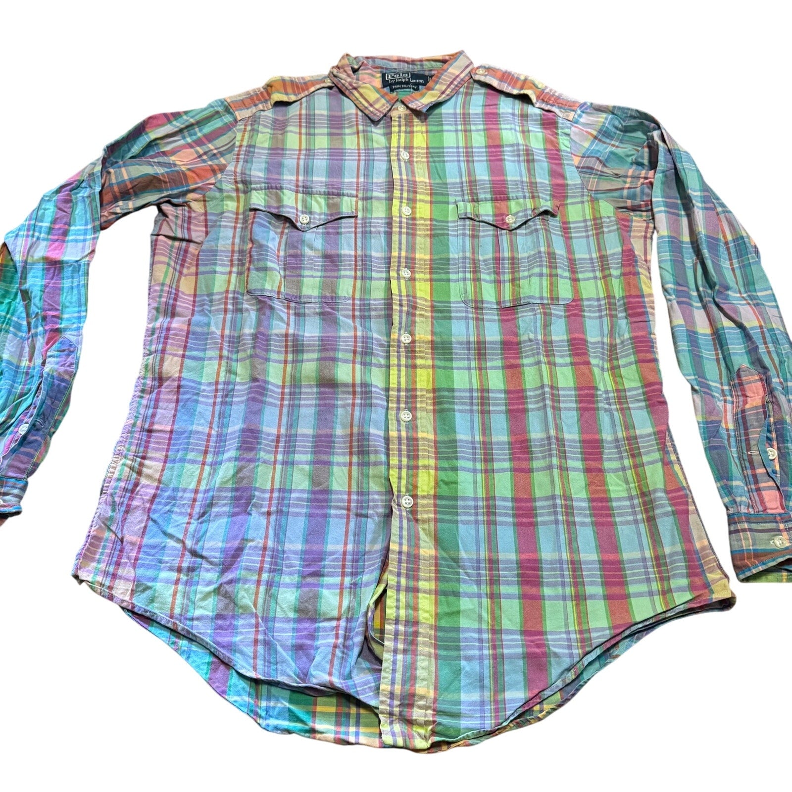 Vintage Polo Ralph Lauren Trim Military Button Down Shirt